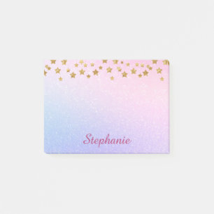 Post-it® Étoiles d'or de Parties scintillant rose pastel
