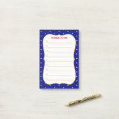 Post-it® Étoiles élégantes sur des choses à faire bleues (Sur un bureau)