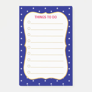 Post-it® Étoiles élégantes sur des choses à faire bleues