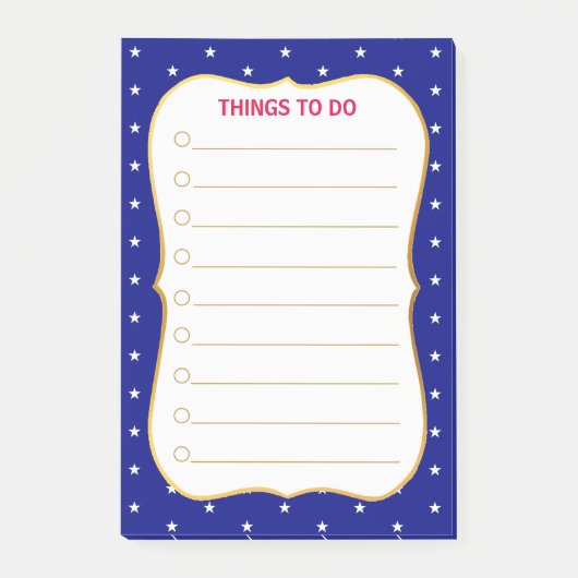 Post-it® Étoiles élégantes sur des choses à faire bleues (Devant)