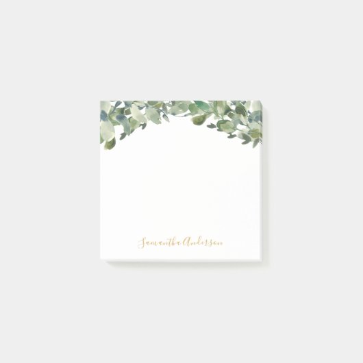 Post-it® Eucalyptus Aquarelle Gold Script (Devant)