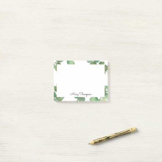 Post-it® Eucalyptus Feuilles Ajouter Votre Nom (Sur un bureau)