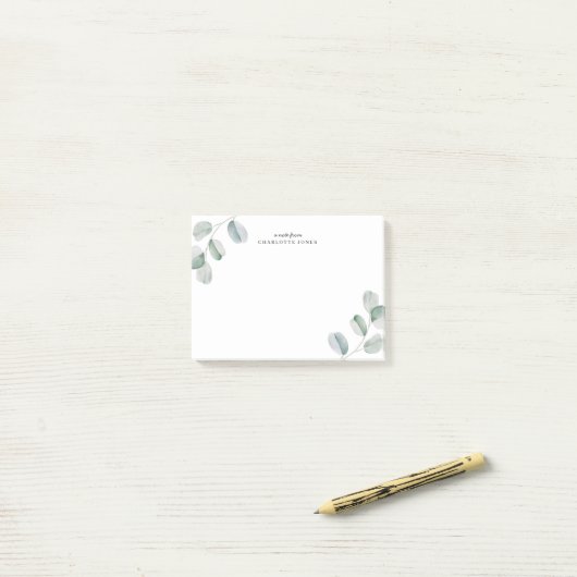 Post-it® Eucalyptus Personalized (Sur un bureau)