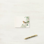 Post-it® European Robin & Hawthorn – Editable Botanical Wed (Sur un bureau)