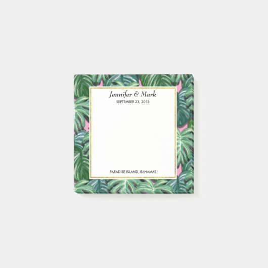 Post-it® Exotic Green Feuille Motif Mariage (Devant)