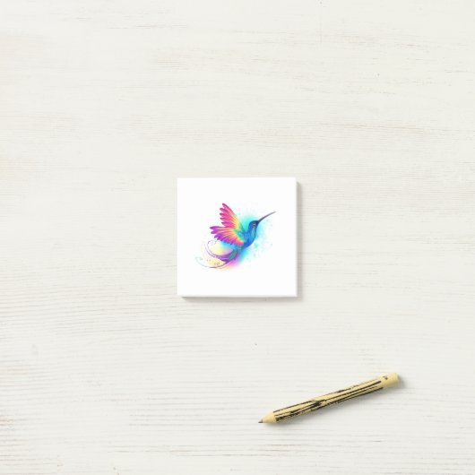 Post-it® Exotic Rainbow Hummingbird (Sur un bureau)