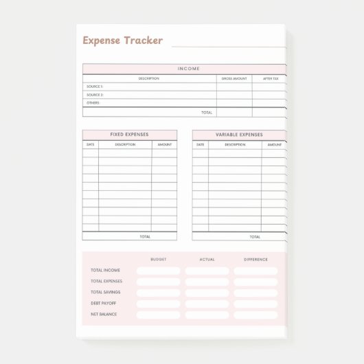 Post-it® Expense Tracker Post-It Notes (Devant)