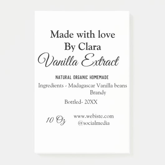 Post-it® Extrait de vanille fait maison ajouter les ingrédi (Devant)