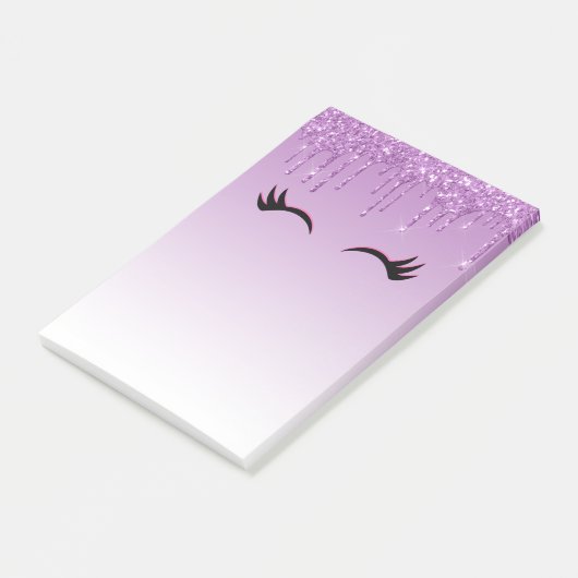 Post-it® Eyelashes rose et noir élégant sur Parties scintil (Incliné)