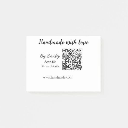 Post-it® Fabriqué à la main avec amour Q R code site pour p (Devant)