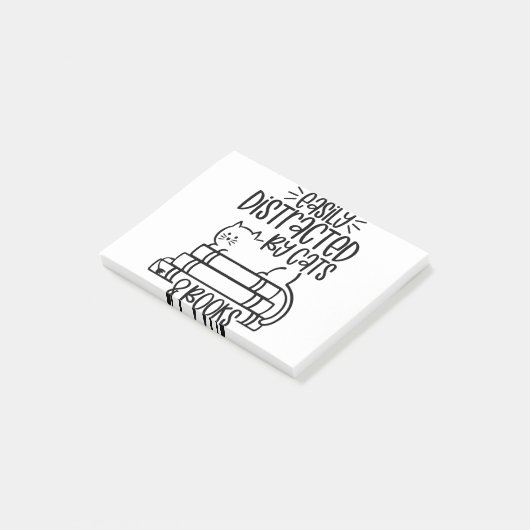 Post-it® Facilement distrait par les chats et les livres Ch (Incliné)