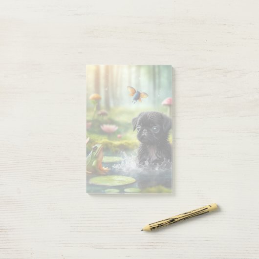 Post-it® Fairy Forest Pug Memo Pad (Sur un bureau)