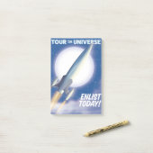 Post-it® Faites le tour de l'Univers ! Inscrivez-vous dès a (Sur un bureau)