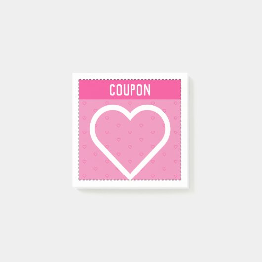 Post-it® Faites vos propres coupons | Coeurs roses (Devant)