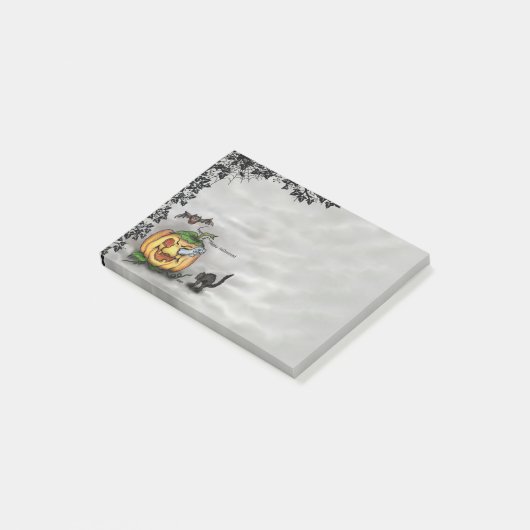 Post-it® Fantôme, Chat, Chat et Citrouille, Bonne Halloween (Incliné)