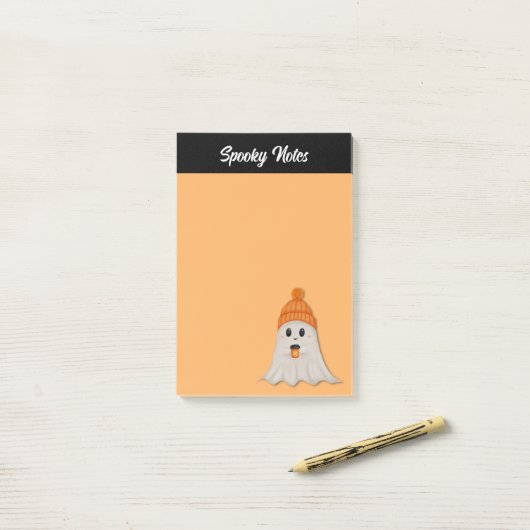 Post-it® Fantôme d'Halloween éffrayant (Sur un bureau)