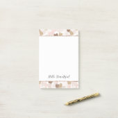 Post-it® Fard rose pailleté crème marron cœurs (Sur un bureau)