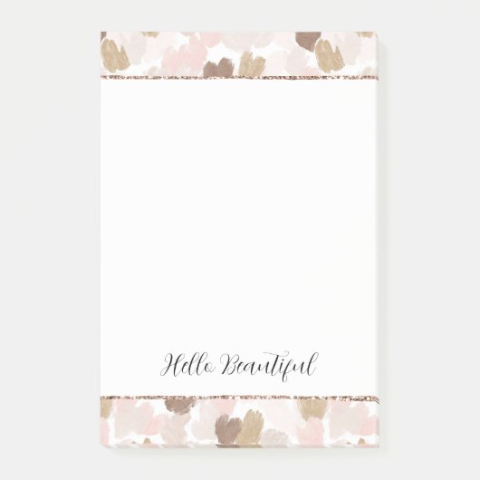 Post-it® Fard rose pailleté crème marron cœurs (Devant)