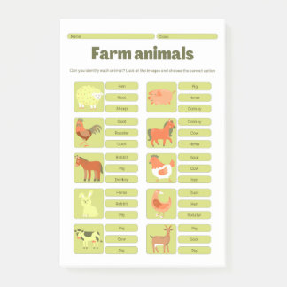 Post-it® Farm Animals Identification Educational Worksheet