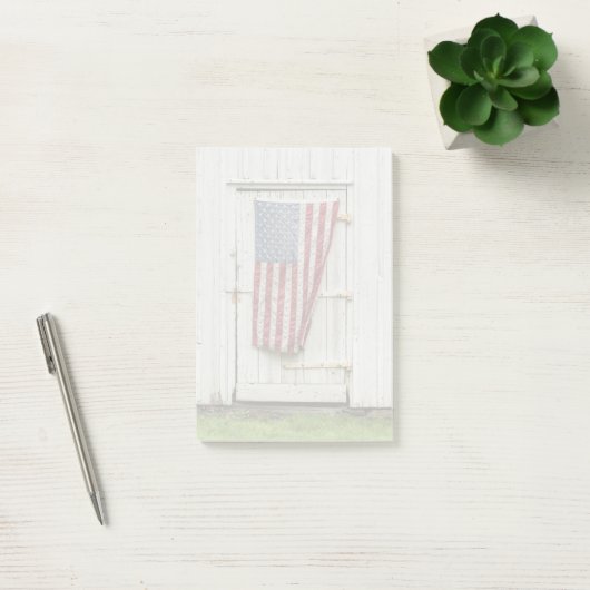 Post-it® Farms | White Barn Door With American Flag (Bureau)