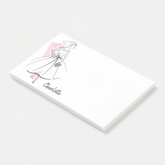 Post-it® Fashion Bride Pink Nom post-it notes (Incliné)