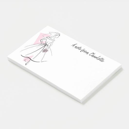 Post-it® Fashion Bride rose Texte post-it notes (Incliné)