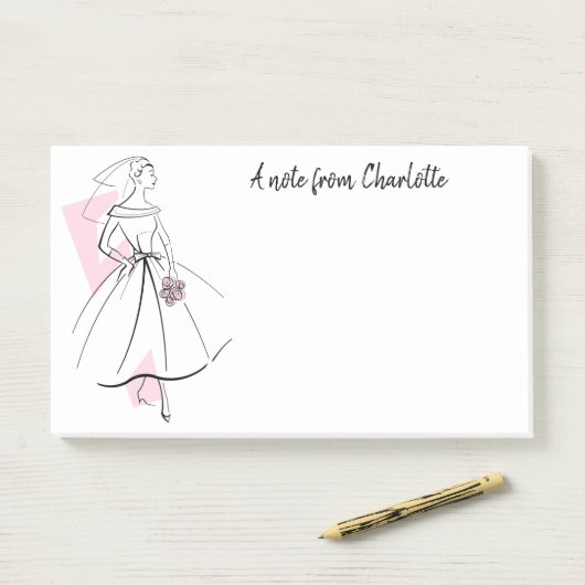 Post-it® Fashion Bride rose Texte post-it notes (Sur un bureau)