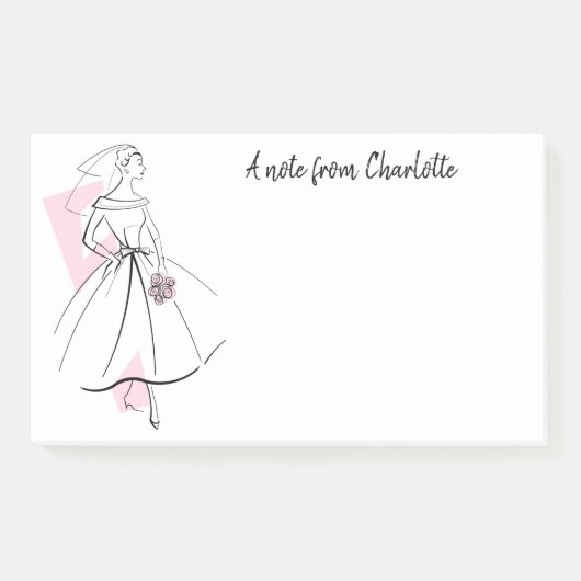 Post-it® Fashion Bride rose Texte post-it notes (Devant)