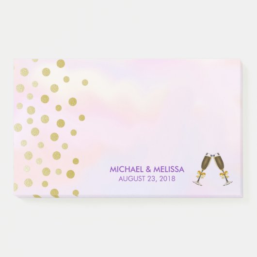 Post-it® Faux Gold Confetti avec Mariage de Lunettes de Cha (Devant)