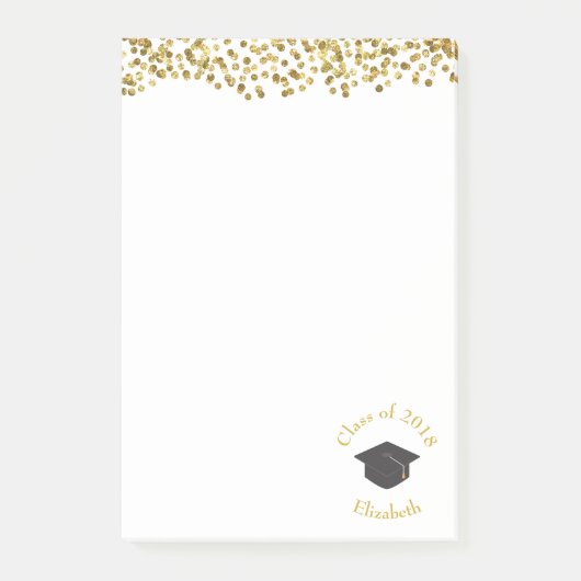 Post-it® Faux Gold Confetti & Graduation Cap Classe de 20xx (Devant)