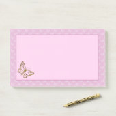 Post-it® Faux Gold Foil Look Papillon sur Lavender Purple (Sur un bureau)