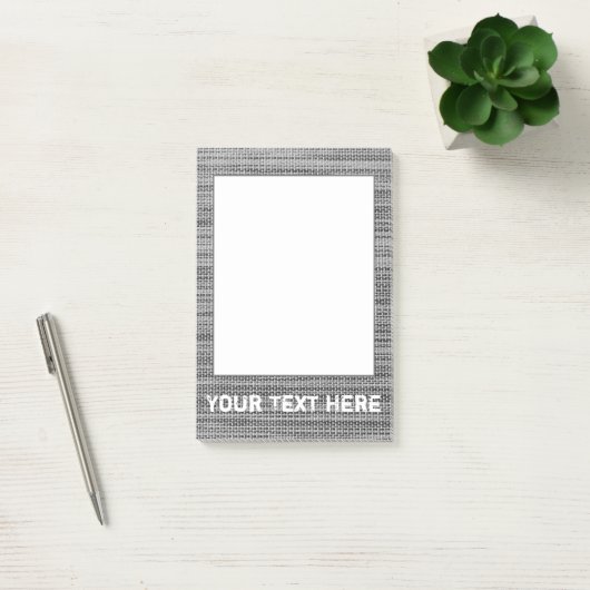 Post-it® Faux Grey Fabramed Post it Notes Texte personnalis (Bureau)