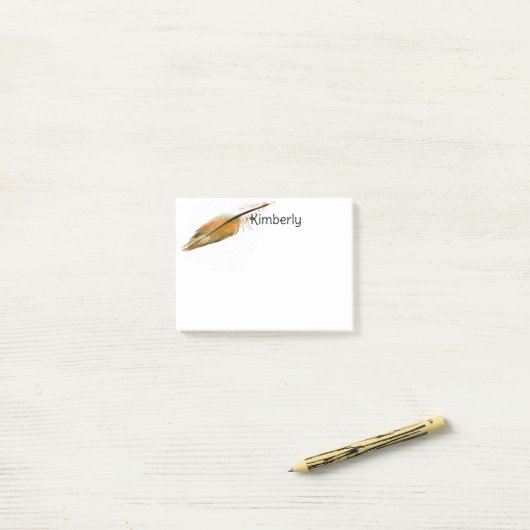 Post-it®  feather art brown and white personalize it  (Sur un bureau)