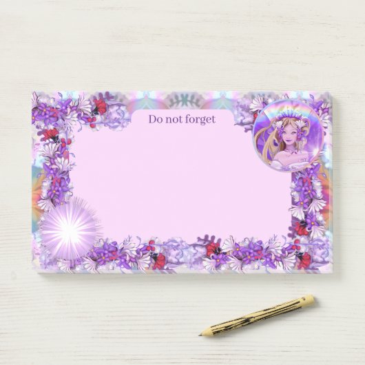 Post-it® Fée de soleil pourpre (Sur un bureau)