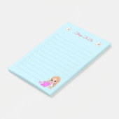 Post-it® Fée mignonne & Fleurs de marmite sur bleu clair (Incliné)