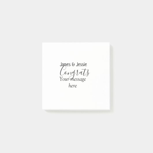 Post-it® Félicitations ajoutez nom message mariage jeune co (Devant)