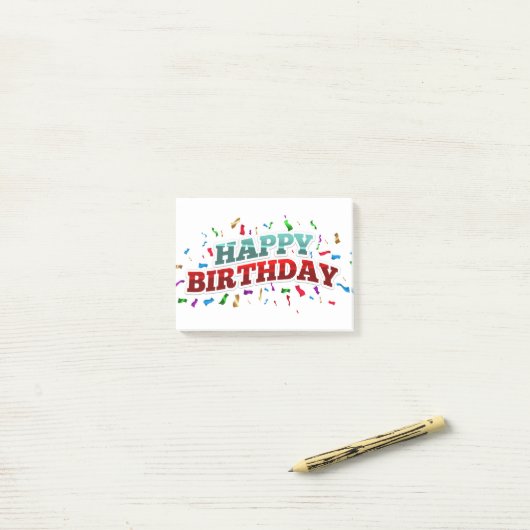 Post-it® feliz cumpleaños colorido (Sur un bureau)