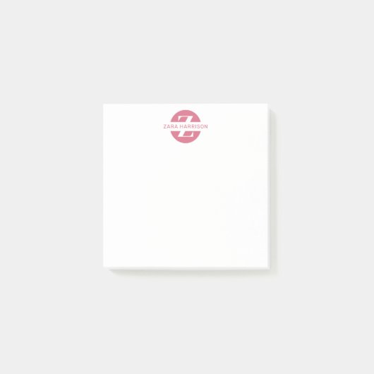 Post-it® Feminine Pink Circle Name Business Monogram (Devant)