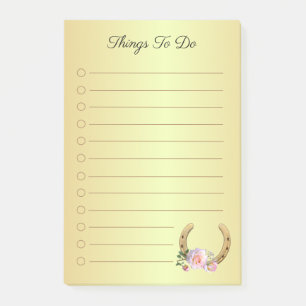 Post-it® Fer à cheval doré avec des fleurs Choses à faire
