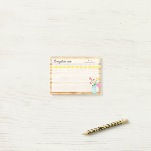 Post-it® Ferme confortable, lampes et fleurs 4" x 3" (Sur un bureau)