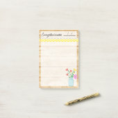 Post-it® Ferme rustique, lampes et fleurs 4" x 6" (Sur un bureau)