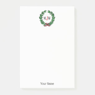 Post-it® Festif Noël Noël Noël Holly Wreath Monogramme