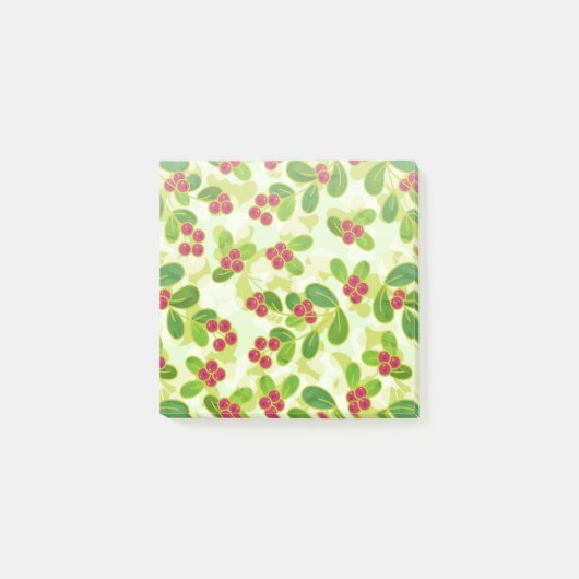 Post-it® Festive Motif de fruits de canneberge, vert (Devant)