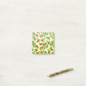 Post-it® Festive Motif de fruits de canneberge, vert (Sur un bureau)