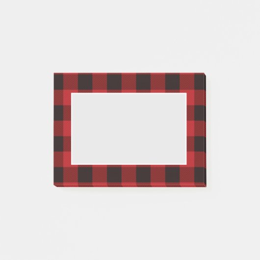 Post-it® fête de bûcheron rustique d'hiver à carreaux rouge (Devant)
