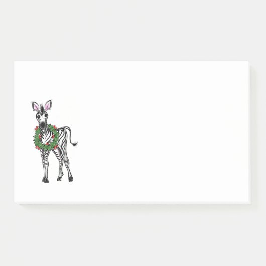 Post-it® Fête de Noël Zebra, vert rouge Holly couronne (Devant)