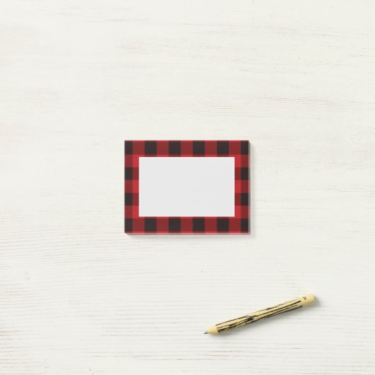Post-it® fête plaid rouge rustique d'hiver bûcheron (Sur un bureau)