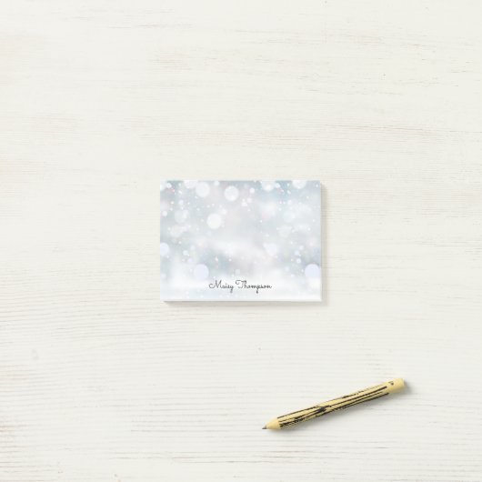 Post-it® Fêtes de neige Nom du monogramme (Sur un bureau)