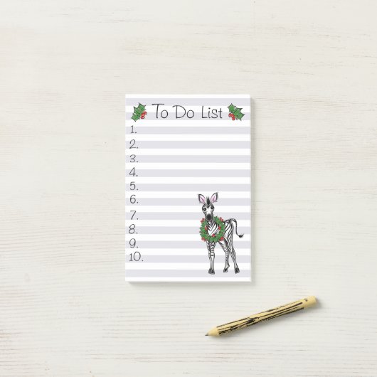 Post-it® Fêtes Noël Zebra To do list (Sur un bureau)