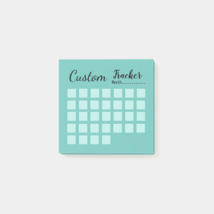 Post-it® Feu de suivi d'habit mensuel personnalisé turquoi